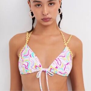 For Love and Lemons Triangle Bikini Top Size Large